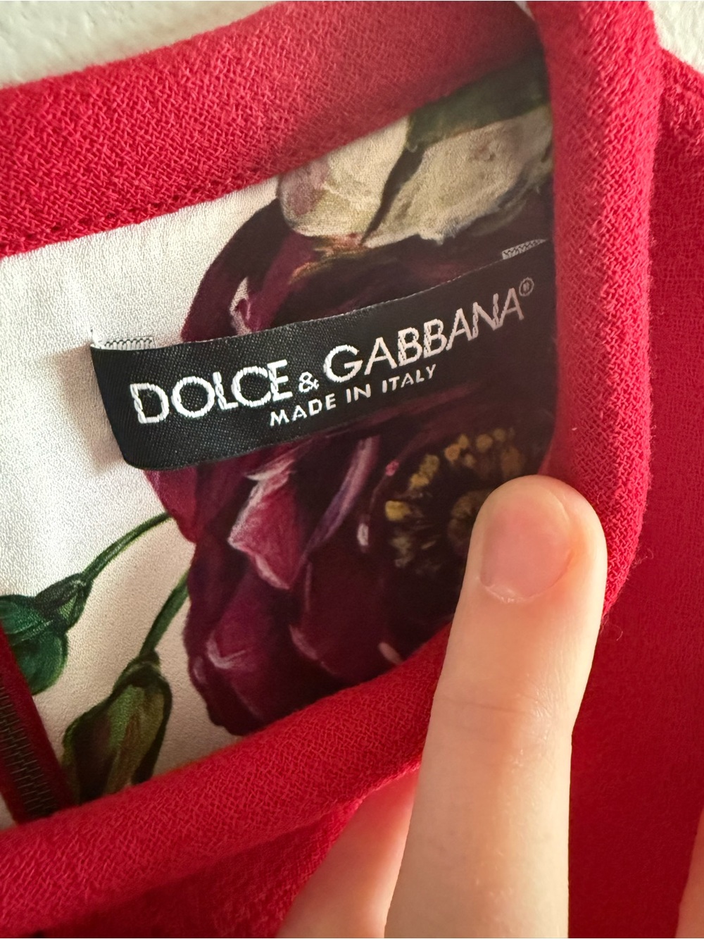 DOLCE & GABBANA Crimson Red Wool Crepe Rose Button Dress 36 - Picture 4 of 5